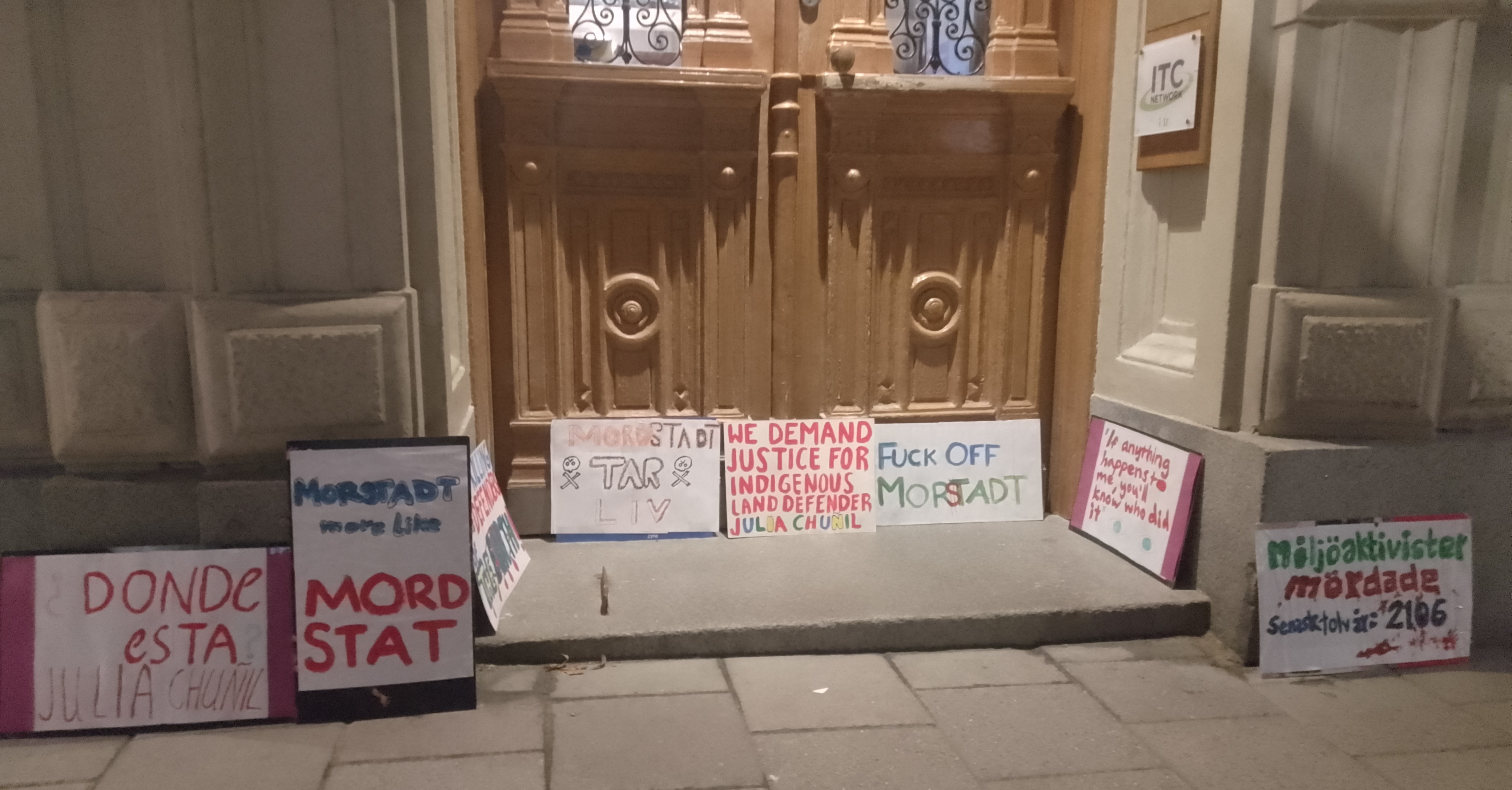 Outside the Chilean embassy