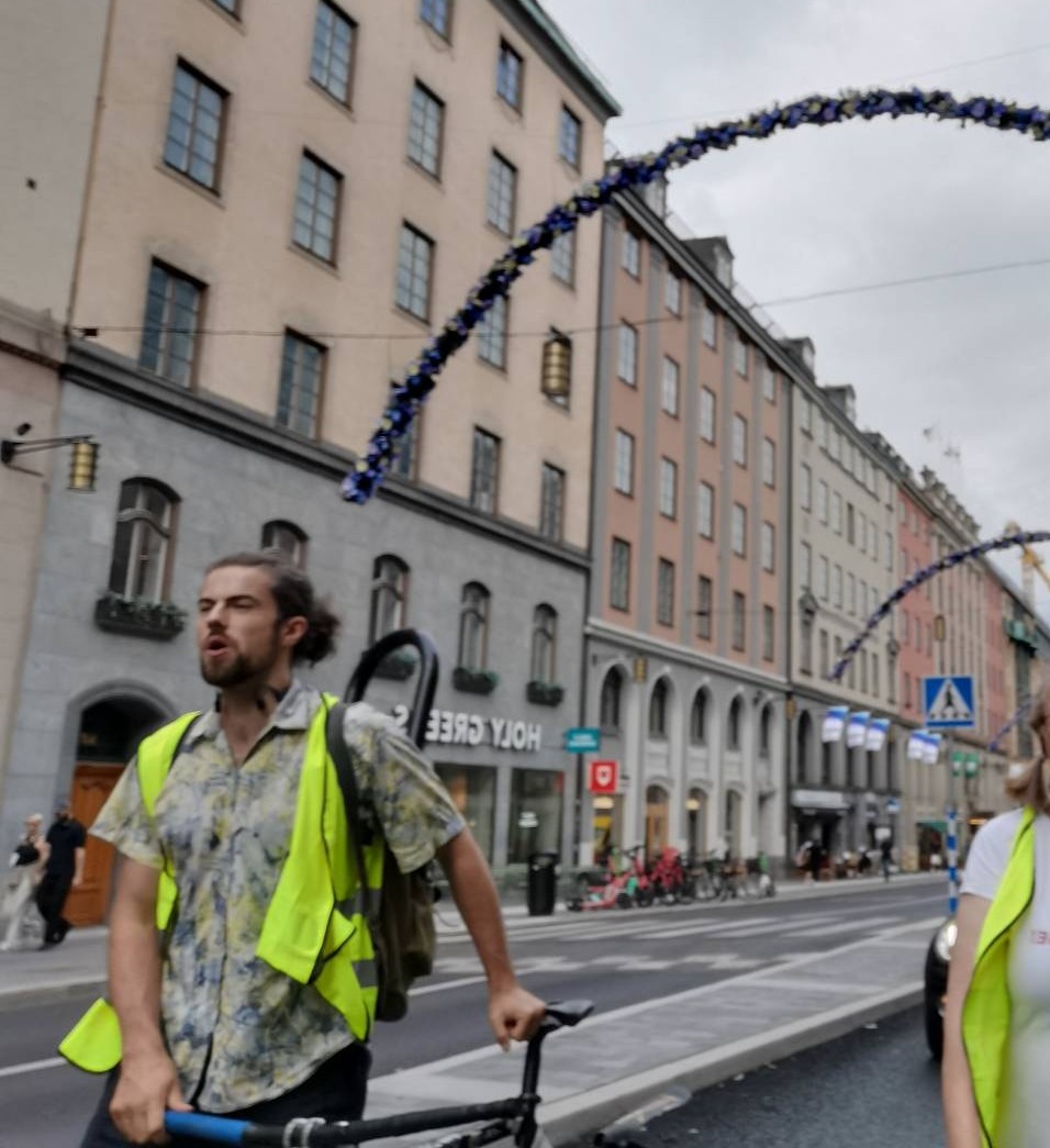 Bild på mig när jag demonstrerar på gatan